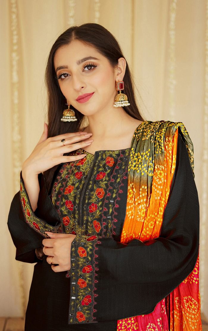 3 PIECE-EMBROIDERED DHANAK SUIT-BG570