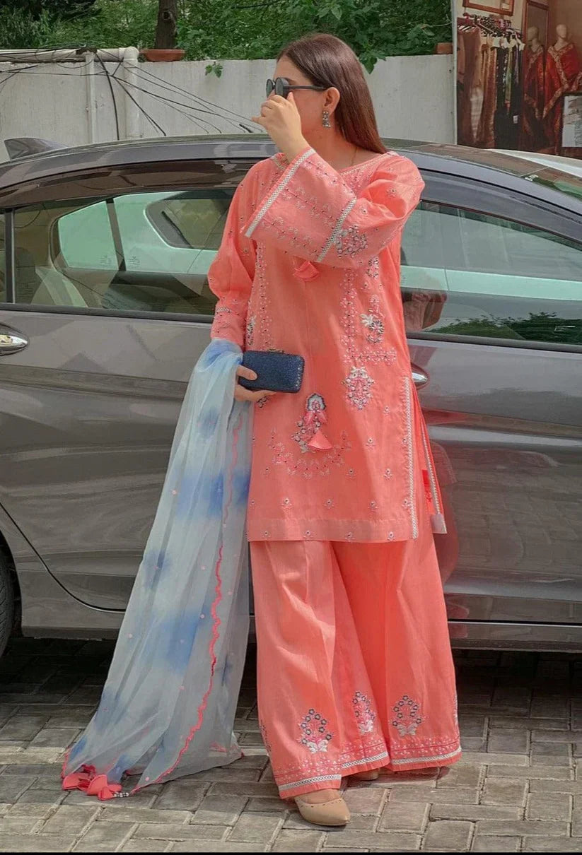 3 PIECE-EMBROIDERED LAWN SUIT-BG539