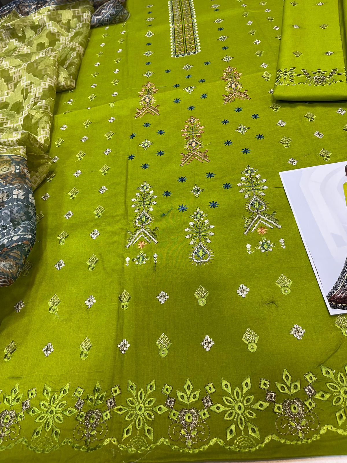 BIN GULZAR-3 PIECE-EMBROIDERED CAMBRIC SUIT-BG103
