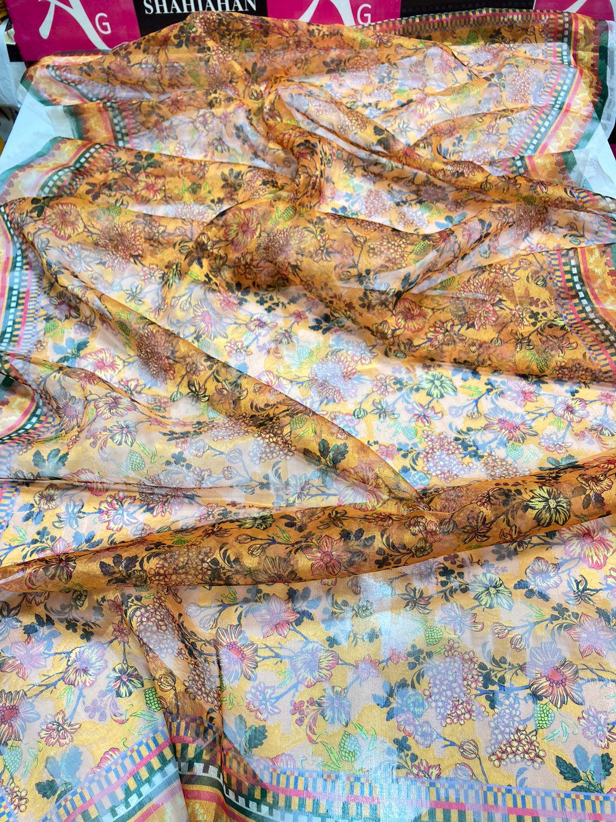 BIN GULZAR-3 PIECE-EMBROIDERED CAMBRIC SUIT-BG102