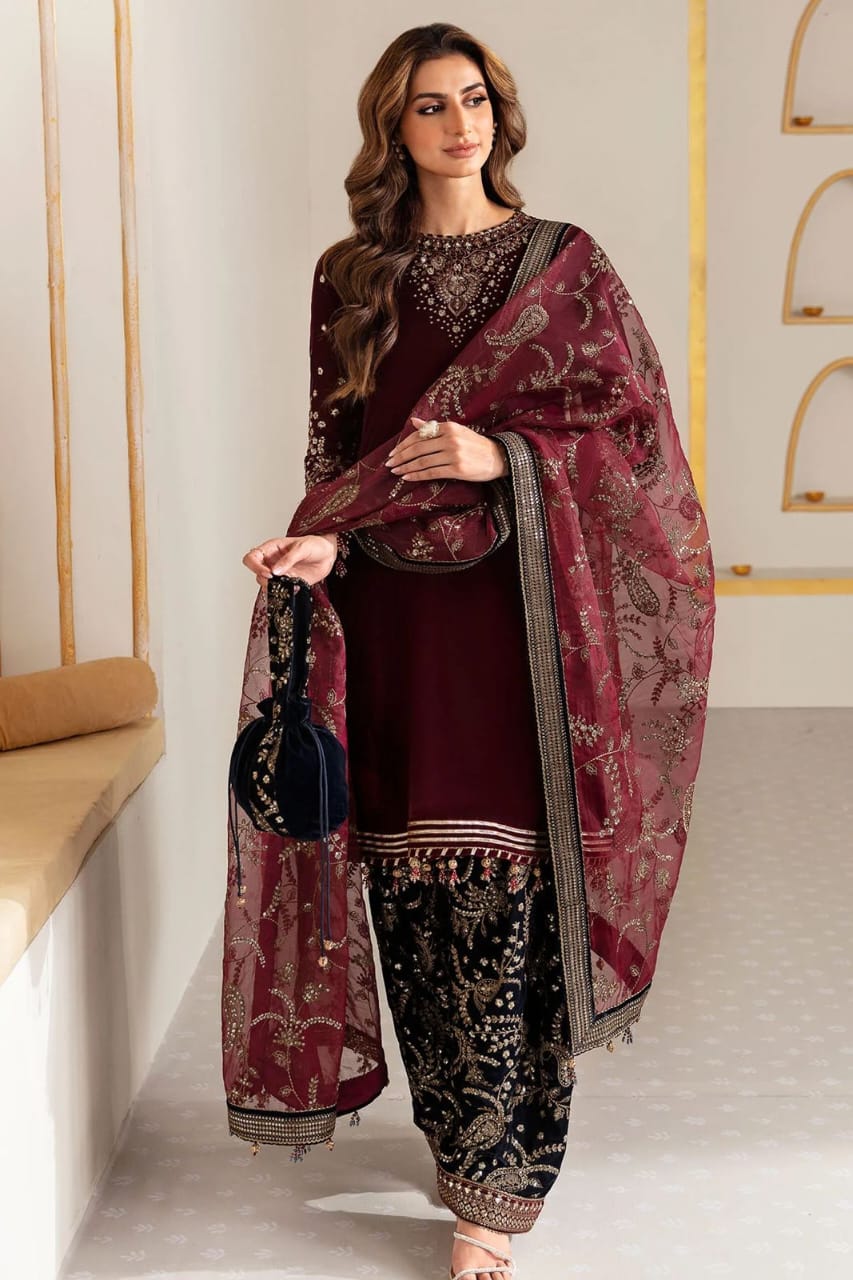 Embroidered Velvet Formal -B102