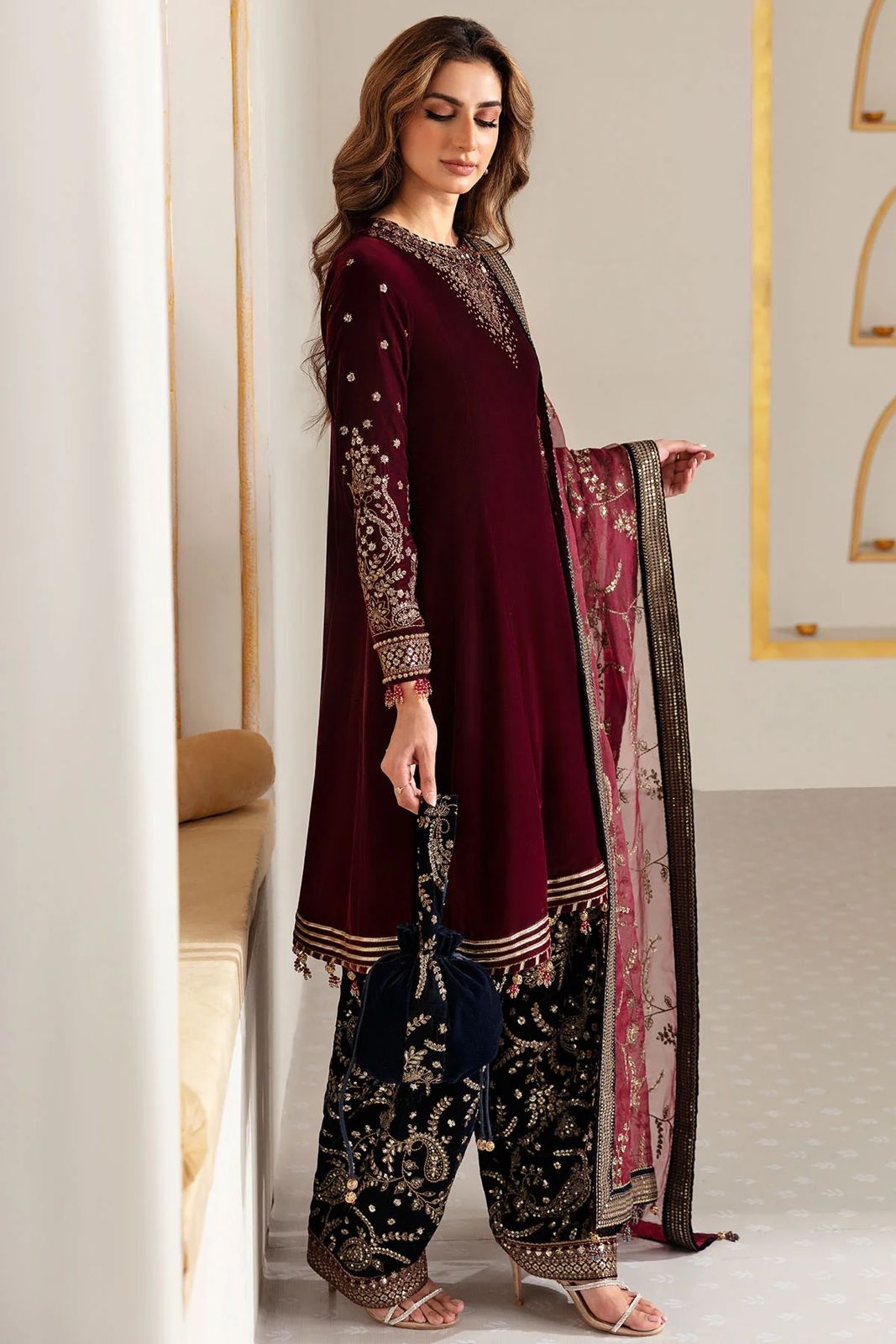 Embroidered Velvet Formal -B102