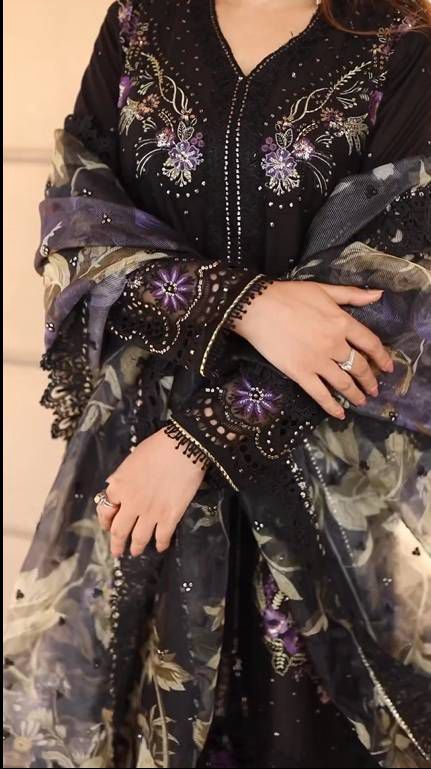 Unstitched Embroidered Silk Suit  - B101