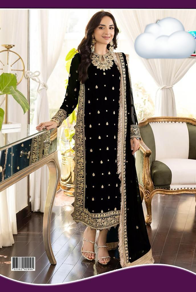 Embroidered Chiffon 3 Pcs Suit-BG1025