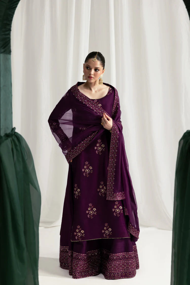 3PC EMBROIDERED DHANAK SUIT - BG916