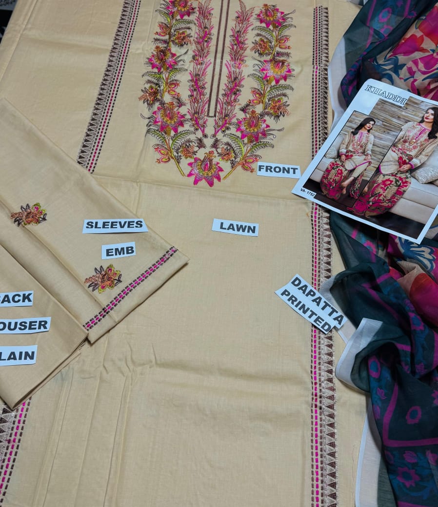 KHAADI LAWN 3PC SUIT-BG242