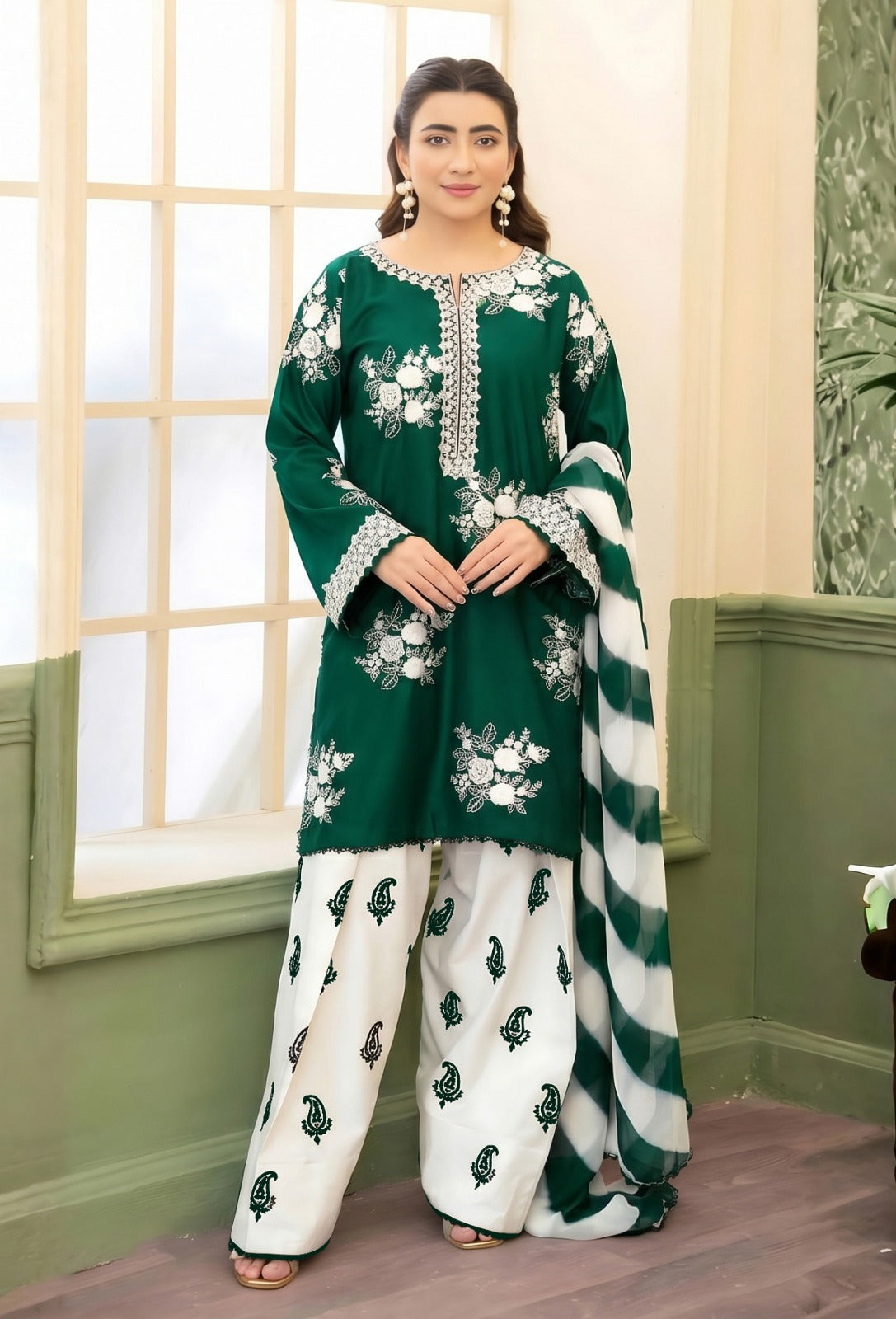 3PC EMBROIDERED SUIT - BG897