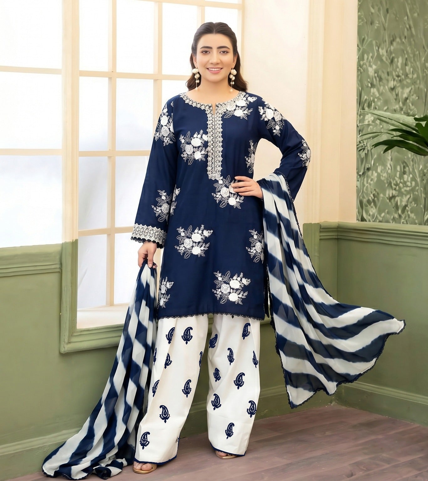3PC EMBROIDERED SUIT - BG897