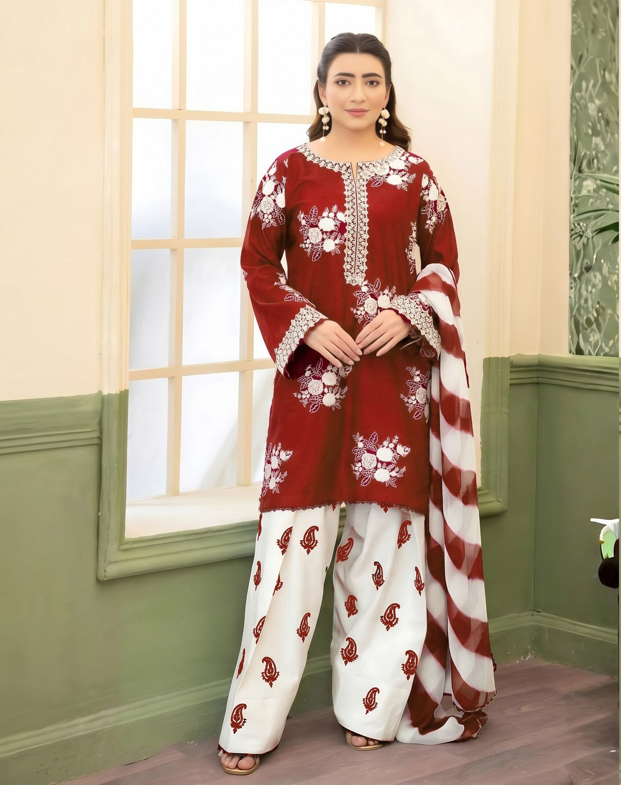 3PC EMBROIDERED SUIT - BG897