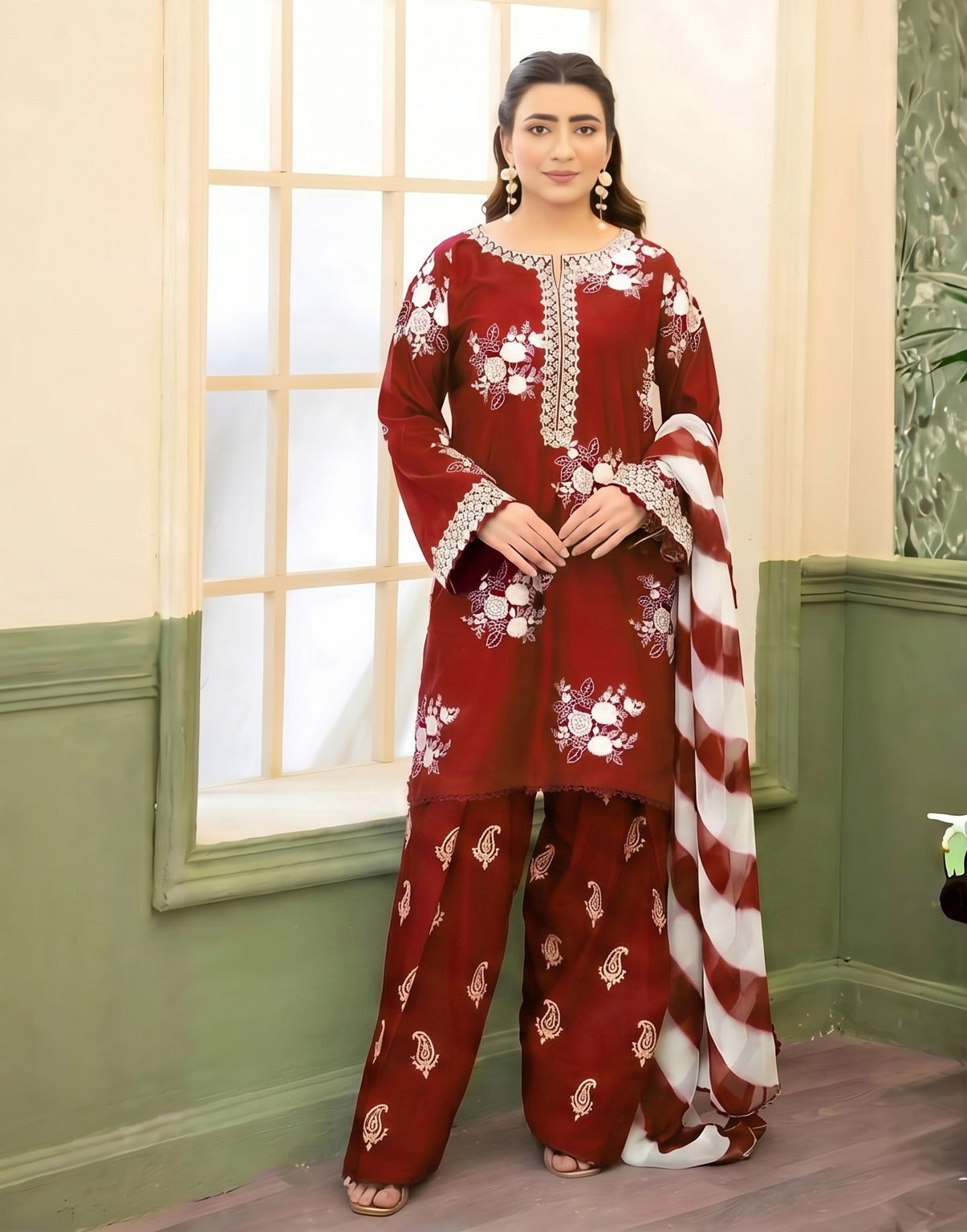 3PC EMBROIDERED SUIT - BG897