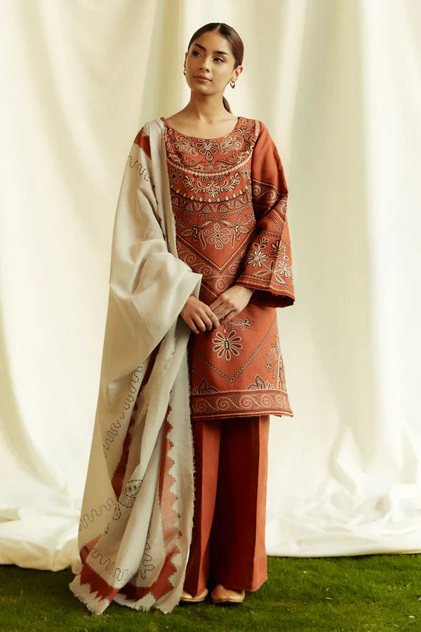 3 PC EMBROIDERED LAWN - BG594