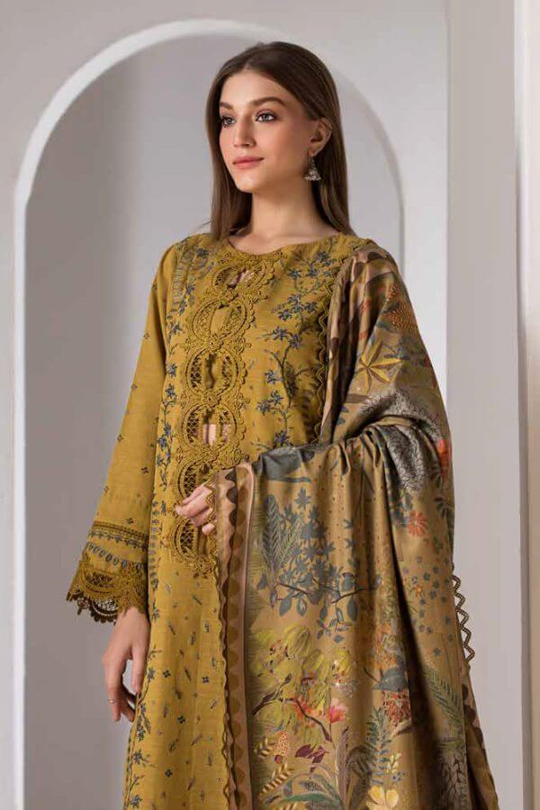 3PC EMBROIDERED DHANAK - BG614