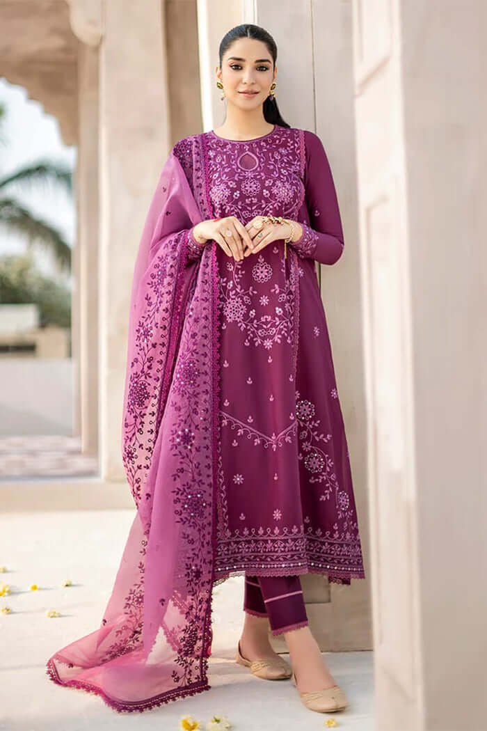 3 PC EMBROIDERED LAWN - BG599